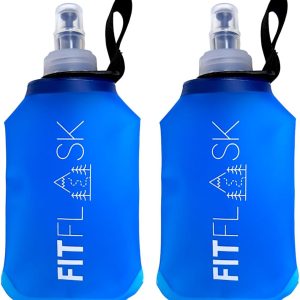 2 Pack Soft Water Bottle, TPU Collapsible Flask Foldable Bottles for Hydration Pack, BPA-Free, for Running Hiking Cycling Climbing (2 Pcs - 250ml)