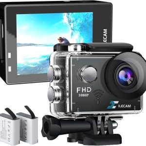 Action Camera 1080P WiFi Sports Camera 4xZoom Action Camera 40m/131ft Underwater Waterproof with 2 X1050 mAh Batteries and Multi-Function Accessory New