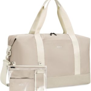 ECOHUB For Spirit Airlines Personal Item Bag 18x14x8 Underseat Carry on Bag with Removable TSA Approved Wet Bag, Travel Duffel Bags Weekender for Women, 30L (Beige)