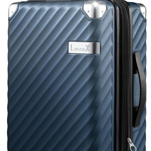 Carry On Luggage with Spinner Wheels - Polycarbonate Expandable Hard Shell Suitcase, Blue, Carry-On 20-Inch