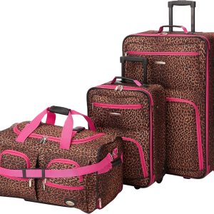 Vara Softside Upright Luggage, PINKLEOPARD, 3-Piece Set (20/22/28)